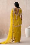 Shop_SAISHA_Yellow Chinese Silk Dabka Embroidered Asymmetric Kurta Dhoti Skirt Set _at_Aza_Fashions