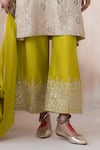 SAISHA_Beige Chinese Silk Embellished Sequin Embroidered Tye-dye Kurta Palazzo Set _Online_at_Aza_Fashions