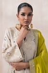 Shop_SAISHA_Beige Chinese Silk Embellished Sequin Embroidered Tye-dye Kurta Palazzo Set _Online_at_Aza_Fashions