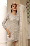 SAISHA_Ivory Net Embroidery Dori Round Floral Kurta Sharara Set _Online_at_Aza_Fashions