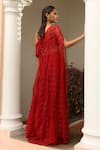 Shop_SAISHA_Maroon Organza Embroidery Zardozi Cape Open Sharara Set _at_Aza_Fashions