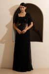 Buy_SAISHA_Black Organza And Georgette Embroidery Sequins Pre-draped Saree With Blouse _at_Aza_Fashions