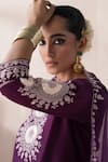 Shop_SAISHA_Purple Organza Embroidery Floral Butti Boat Neck Mandala Kurta Pant Set _Online_at_Aza_Fashions