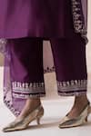 SAISHA_Purple Organza Embroidery Floral Butti Boat Neck Mandala Kurta Pant Set _at_Aza_Fashions