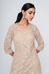 SAISHA_Beige Net Embroidery Floral Round Kurta With Sharara _Online_at_Aza_Fashions