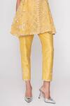 SAISHA_Yellow Organza And Raw Silk Embroidery Floral Round Trellis Kurta With Pant _Online_at_Aza_Fashions