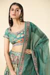 Samyukta Singhania_Multi Color Lehenga Raw Silk Digital Printed Peacock Mandala U Neck Set _at_Aza_Fashions