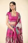 Shop_Samyukta Singhania_Multi Color Lehenga Raw Silk Digital Printed Floral Art Square Set _Online_at_Aza_Fashions