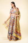 Shop_Samyukta Singhania_Multi Color Lehenga Raw Silk Digital Printed Jungle Keyhole Bison Set _Online_at_Aza_Fashions