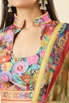 Buy_Samyukta Singhania_Multi Color Lehenga Raw Silk Digital Printed Jungle Keyhole Bison Set 