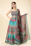 Shop_Samyukta Singhania_Multi Color Lehenga Raw Silk Digital Printed Lotus Mandala Sweetheart Set _Online_at_Aza_Fashions