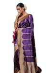 Buy_Pinki Sinha_Purple Banarasi Pure Silk Handwoven Paisley Border Saree With Running Blouse 