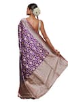 Buy_Pinki Sinha_Purple Banarasi Pure Silk Handwoven Paisley Floral Saree With Running Blouse 