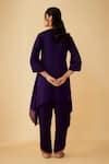 Shop_1999AD By Amita & Deepak_Purple Satin Organza Embroidered Thread V Neck Kurta And Pant Set _at_Aza_Fashions