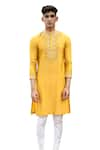 Buy_House of KOA_Yellow Kurta Chanderi Embroidery Pearl Set 