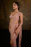 Buy SAANJH BY LEA Pink Mesh, Satin Sequins, Beads, Embroidery Astral And Pre-draped Saree Online at Aza Fashions Buy_SAANJH BY LEA_Pink Mesh, Satin Sequins, Beads, Embroidery Astral And Pre-draped Saree_Online_at_Aza_Fashions