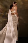 Shop_SAANJH BY LEA_Off White Aartika Shimmery Pleated Embellished Pre-draped Saree With Blouse _Online_at_Aza_Fashions