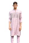 House of KOA_Purple Kurta Organza Embroidery Zardozi Leaf Set _at_Aza_Fashions