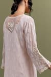 Anantaa by Roohi_Pink Mul Chanderi Embroidered Sequins Notched Flora Butta Kurta With Pant _at_Aza_Fashions