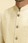 Buy_Aryavir Malhotra_Beige Silk Viscose Embroidered Thread Geometric Nehru Jacket With Kurta _Online_at_Aza_Fashions