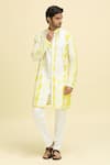 Buy_Aryavir Malhotra_Yellow Silk Viscose Tie-dye Pattern Kurta _Online_at_Aza_Fashions