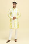 Buy_Aryavir Malhotra_Beige Silk Viscose Tie-dye Patten Kurta And Pant Set _at_Aza_Fashions