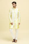 Buy_Aryavir Malhotra_Beige Silk Viscose Tie-dye Patten Kurta And Pant Set _Online_at_Aza_Fashions