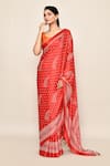 Buy_Samyukta Singhania_Orange Saree Chiffon Printed Leaf With Running Blouse Piece _Online_at_Aza_Fashions