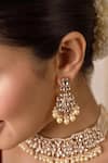 Shop_Anana_White Pearls, Diamonds, Crystals Usha Kundan Embellished Choker Set _at_Aza_Fashions