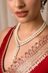 Shop_Anana_White Beads, Piping, Diamonds Hira Kundan Embellished Pendant Necklace Set _at_Aza_Fashions