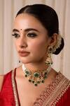 Buy_Anana_Green Beads, Piping Indira Kundan Embellished Choker Set _at_Aza_Fashions