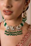Shop_Anana_Green Beads, Diamonds, Stones Kanika Kundan Studded Choker Set _at_Aza_Fashions