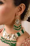 Anana_Green Beads, Diamonds, Stones Kanika Kundan Studded Choker Set _Online_at_Aza_Fashions