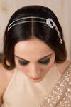 Shop_Anana_Silver Crystals Maitri Zirconia Embellished Hairband _at_Aza_Fashions