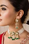 Anana_Green Kundan Polki Rajni Embellished Choker Set _Online_at_Aza_Fashions