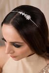 Buy_Anana_Silver Zircon Shelja Floral Embellished Hairband _at_Aza_Fashions