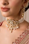 Anana_Gold Plated Kundan Chandani Panna Embellished Choker Set _at_Aza_Fashions