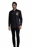 Courtyard By Abhi_Black Cotton, Lycra Handpainted Shirt With Trouser _Online_at_Aza_Fashions