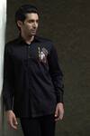 Shop_Courtyard By Abhi_Black Cotton, Lycra Handpainted Shirt With Trouser _Online_at_Aza_Fashions