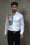 Shop_Courtyard By Abhi_White Cotton, Lycra Lion Handpainted Shirt With Trouser _at_Aza_Fashions