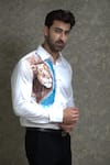 Buy_Courtyard By Abhi_White Cotton, Lycra Lion Handpainted Shirt With Trouser _Online_at_Aza_Fashions