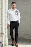 Buy_Courtyard By Abhi_White Cotton, Lycra Figurine Handpainted Shirt With Trouser _at_Aza_Fashions