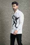 Buy_Courtyard By Abhi_White Cotton, Lycra Horse Handpainted Shirt With Trouser _Online_at_Aza_Fashions