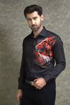 Shop_Courtyard By Abhi_Black Cotton, Lycra Wolf Handpainted Shirt With Trouser _at_Aza_Fashions