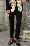 Courtyard by abhi_Black Japenese Lycra Graffiti Pattern Tuxedo Trouser Set _Online_at_Aza_Fashions