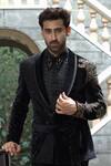 Shop Courtyard By Abhi Black Velvet, Silk Beads, Zari Embroidered Tuxedo Set Online at Aza Fashions Shop_Courtyard By Abhi_Black Velvet, Silk Beads, Zari Embroidered Tuxedo Set _Online_at_Aza_Fashions