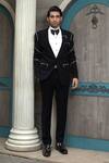 Buy_Courtyard By Abhi_Black Jacquard, Lycra Zari Zipper Embellished Tuxedo Trouser Set _at_Aza_Fashions