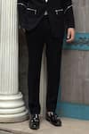 Buy_Courtyard By Abhi_Black Jacquard, Lycra Zari Zipper Embellished Tuxedo Trouser Set _Online_at_Aza_Fashions