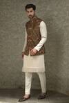 Shop_Courtyard by abhi_Green Dupion Silk Embroidery Taj Bahar Bundi Set _at_Aza_Fashions