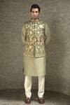 Buy_Courtyard By Abhi_Green Silk Embroidery Mughal Bahar Bundi Kurta Set _at_Aza_Fashions